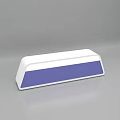 Modern Functional Desk with Various Geometric Shapes White Blue Colors and LED Illuminated Edges