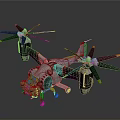 Futuristic Metallic Aircraft With Dual Rotors And Yellow Tip Blades