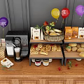 Wooden Display Cabinet Shelf With Bottles Snacks And Packaged Products For Retail