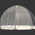 Transparent Dome Tent With Fairy Lights And White Base Structure 3d model