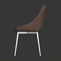 Brown Leather Leisure Chair With Vertical Striped Backrest And Metal Legs