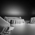 Modern Sofa and Coffee Table Set Covered with White Fabric in Living Room