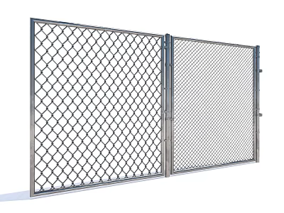 Durable Metal Mesh Gate With Diamond Pattern Double Door And Metal Frame Design 3d model
