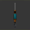 Serrated Blade Knife With Orange Handle Green Wrapped Grip And Metal Ring