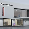 Modern Customized Suit Storefront With Glass Facade And Display Windows 3d model