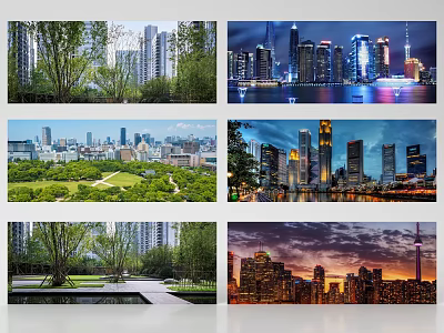 Bird's Eye View Planning Of Urban Cityscape With Green Parks And Modern Skyscrapers 3d model