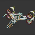 Futuristic Spacecraft Design With Symmetrical Engines White Blue Yellow Accents