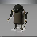 Mechanical Robot Model Featuring Black Head Brown Body Orange Joints And White Base