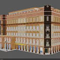Classical Style Multi story Building Model Featuring Balconies Arched Windows And Street Lamp