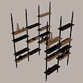 Modern Multi Tiered Bookshelf With Wooden Shelves And Decorative Vases