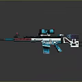 Futuristic Sniper Rifle Design With Scope Blue Accents And Tech Details