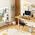 Modern Computer Desk Seascape Desk 3d model