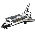 Detailed White Space Shuttle Model With Aerodynamic Wings And Fuselage On Black Display Background
