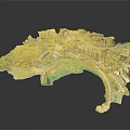Detailed Modern Coastal City Model Featuring Buildings Green Areas And Seaside Roads