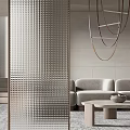 Modern partition glass brick 3d model