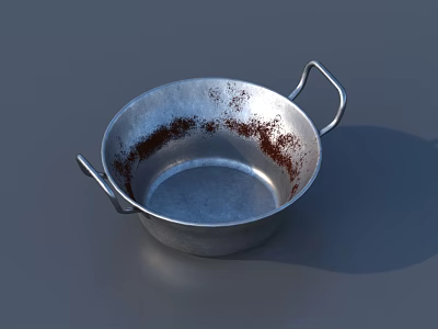 Metal Cooking Pot With Double Handles And Rust Spots For Kitchen Use 3d model
