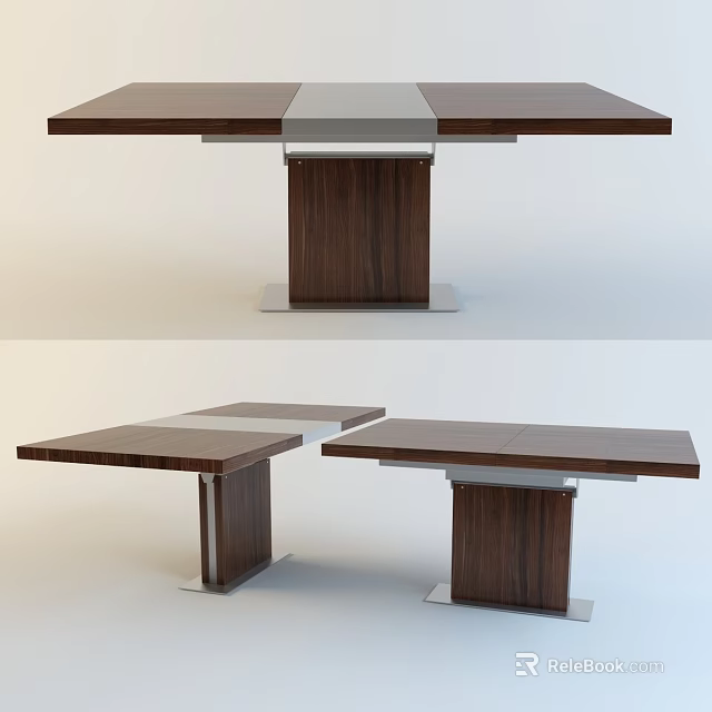 Modern Wooden Conference Table With Metal Base And Rectangular Top Design 3d model