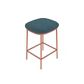 Modern Tall Bar Stool With Blue Padded Seat And Metal Frame Design