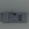 Modern Minimalist Gray Stone Washbasin with Integrated Countertop and Faucet