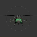Military Style Helicopter with Green Tinted Windows Gray Body and Large Rotors on Dark Background