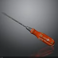 Red Handle Screwdriver With Metal Shaft And Reflective Surface On Dark Background