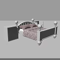 White Bed Frame With Spherical Posts On Headboard Footboard And Pink Bedding