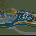 Colorful Children's Play Area Design With Circular Play Structures Slides Trees And Climbing Features