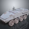 Gray Six Wheeled Armored Vehicle With Operator And Antennas On Top