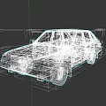 Vintage White and Black Sedan Car with Retro Headlights and Body Design