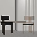 Two Modern Accent Chairs With Black Frame And Patterned Backrest In Stylish Interior Space 3d model