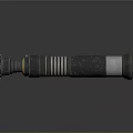 Futuristic Cylindrical Metal Weapon With Circular Rings Shiny Reflective Surface And Hollow Tip