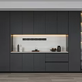Sleek Modern Wine Cabinet Featuring Glass Door Display And Dark Gray Cabinetry