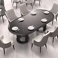 Various Dining Table Set Combinations With Round Square Tables And Gray White Chairs 3d model