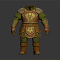 Fantasy Medieval Armor With Orange Green Leaf Pattern Chest Plate Arm Guards And Boots