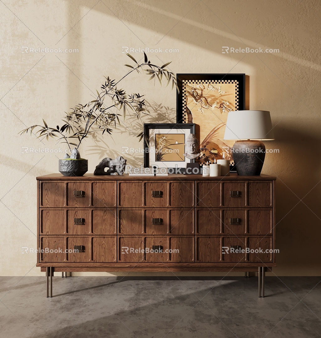 Modern Middle Style Side Cabinet 3d model