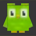 Cute Pixelated Green Bird Character With Big Eyes And Yellow Beak