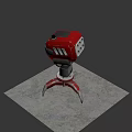 Futuristic Red Weapon with Multiple Barrels and Tripod Base 3D Render Design 3d model