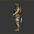 Game Movie Military Character With Helmet Tactical Vest Rifle And Combat Uniform