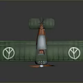 Green Biplane Model With White Peace Symbols And Orange Details On Dark Background