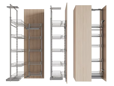 Modern Kitchen Cabinet Internal Storage With Metal Shelves And Multi Tier Racks 3d model