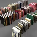 Vintage Hardcover Books with Various Colors Different Thicknesses and Decorative Cover Designs Arranged in Formations