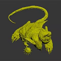 Anthropomorphic Rat 3D Character Model With Green Coat Scarf Yellow Bag Big Ears Standing Pose