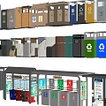 Various Types Of Waste Bins And Recycling Trash Cans At Bus Stop Facilities