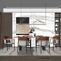 New Chinese Dining Table and Chair Combination Dining Table and Chair 3d model