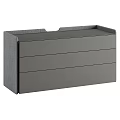 Modern Gray Storage Nightstand With Three Drawers Fabric Sides And Flat Top