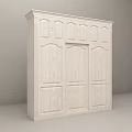 Light Wood Wardrobe With Multiple Paneled Doors And Classic Design Elements 3d model