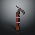 Axe Tool With Wooden Handle Metal Head Pink Blue Straps And Hanging Loop