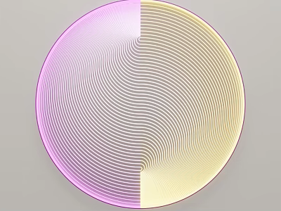 Round Wall Lamp With Pink And Yellow Gradient Concentric Circle Line Design 3d model