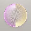 Round Wall Lamp With Pink And Yellow Gradient Concentric Circle Line Design 3d model