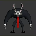 Cartoon Game Movie Character With Long Ears Gray Coat Red Tie And Hunched Posture